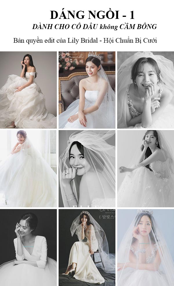 Tạo dáng chụp ảnh cưới hàn quốc cho cô dâu không cầm bông - Tip bridal posing with flower